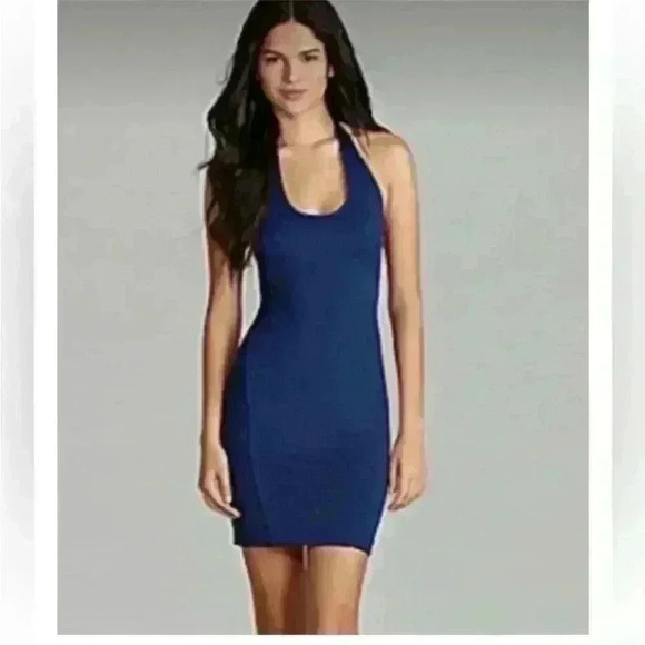 NWOT French Connection RITA Halter Knit Bodycon Cocktail Minidress Size 6 Blue - Picture 9 of 14